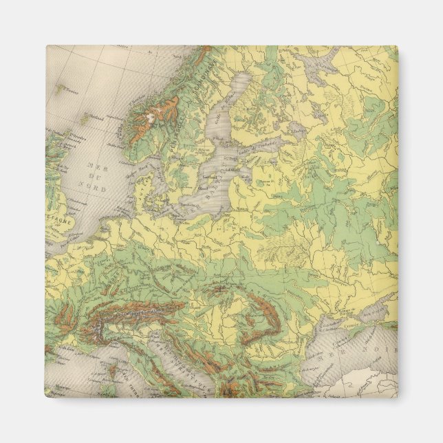 Europe contour map magnet (Front)