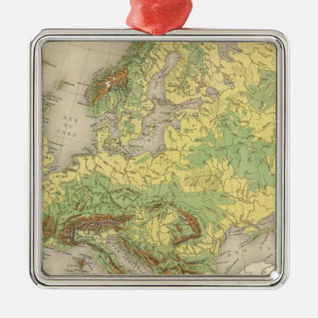 Europe contour map metal tree decoration (Front)