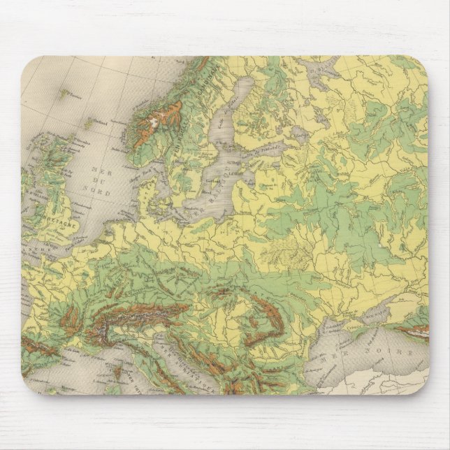 Europe contour map mouse mat (Front)