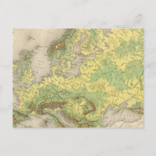 Europe contour map postcard