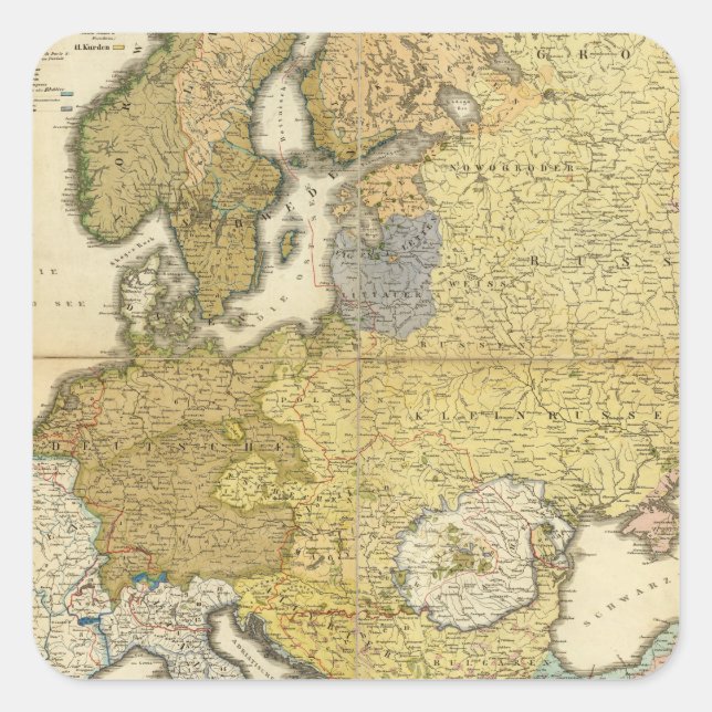 Europe Ethnography Map Square Sticker (Front)