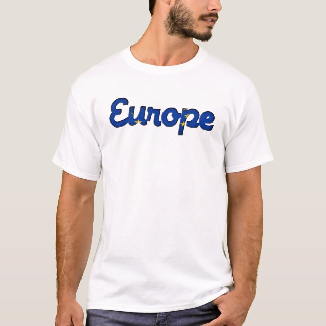 Europe European Union Flag Colours Typography T-Shirt (Front)