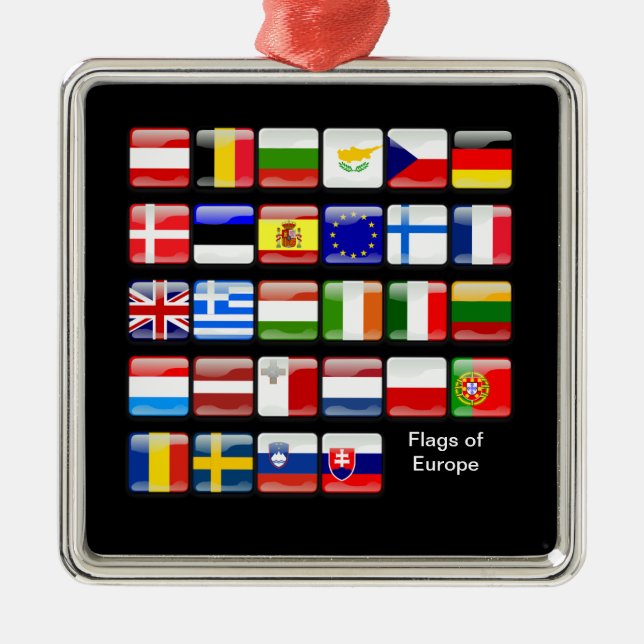 EUROPE: Flags of Europe Metal Tree Decoration (Front)