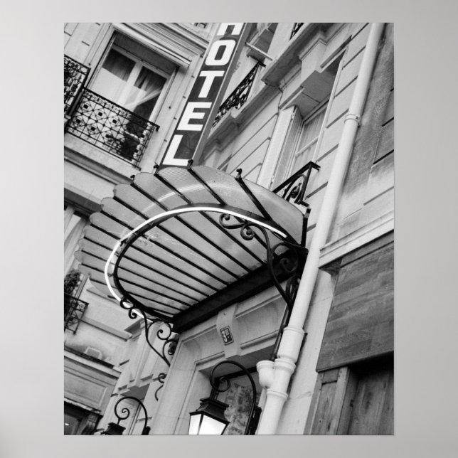 Europe, France, Paris. Detail of Left Bank hotel Poster (Front)