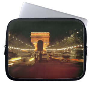 Europe, France, Paris. Evening traffic rushes Laptop Sleeve