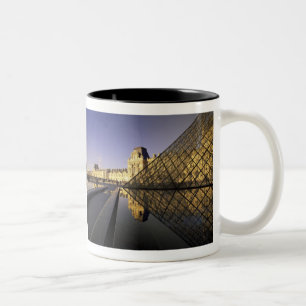 Europe, France, Paris. Le Louvre and glass Two-Tone Coffee Mug
