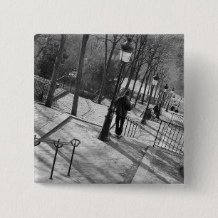Europe, France, Paris, Montmartre: Morning on 15 Cm Square Badge