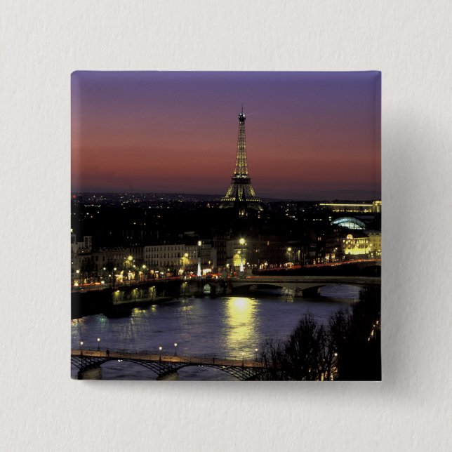 Europe, France, Paris, Sunset view of Eiffel 15 Cm Square Badge (Front)