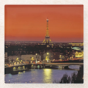 Europe, France, Paris. Sunset view of Eiffel Glass Coaster