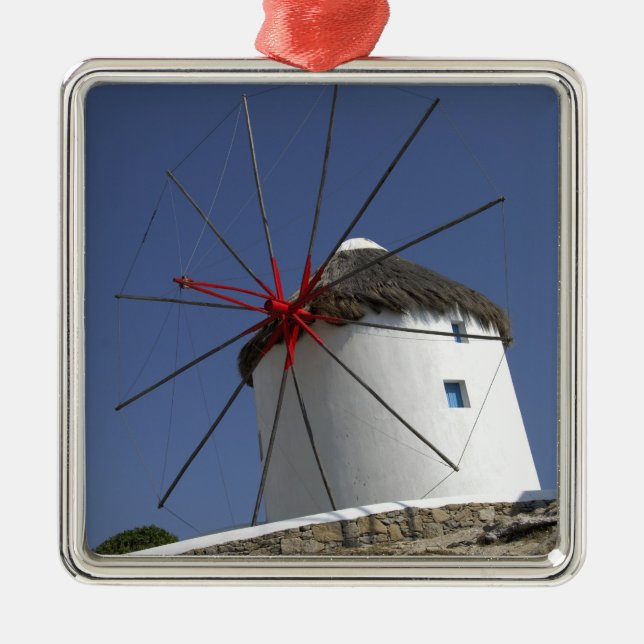 Europe, Greece, Mykonos. 3 Metal Tree Decoration (Front)