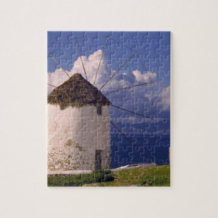 Europe, Greece, Mykonos. A striking white Jigsaw Puzzle