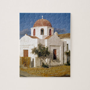 Europe, Greece, Mykonos. Fishing nets dry on the Jigsaw Puzzle