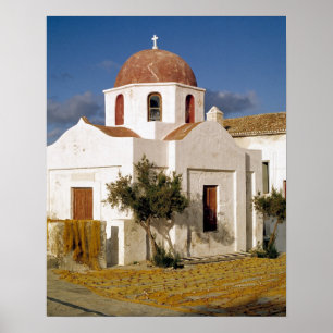Europe, Greece, Mykonos. Fishing nets dry on the Poster