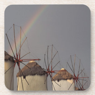 Europe, Greece, Mykonos. wind mill with rainbow Coaster