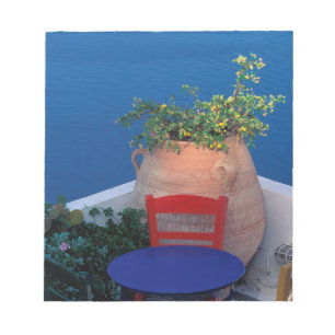 Europe, Greece, Santorini. Terrace with sea view Notepad