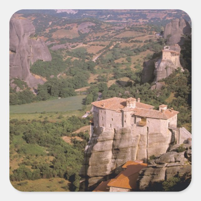 Europe, Greece, Thessaly, Meteora, Kastraki. Square Sticker (Front)