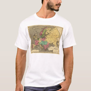 Europe Hand Coloured Atlas Map T-Shirt
