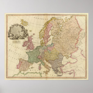 Europe Illustrated Map Poster