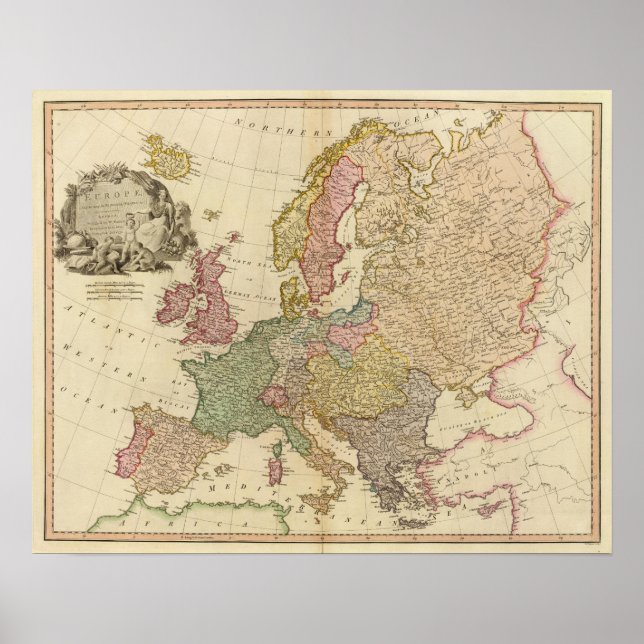 Europe Illustrated Map Poster (Front)