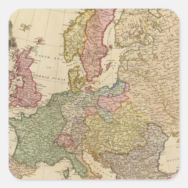 Europe Illustrated Map Square Sticker (Front)