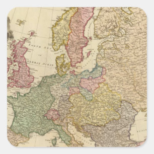 Europe Illustrated Map Square Sticker
