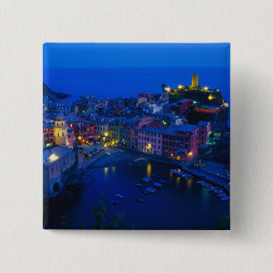 Europe, Italy, Cinque Terre, Vernazza. Hillside 15 Cm Square Badge