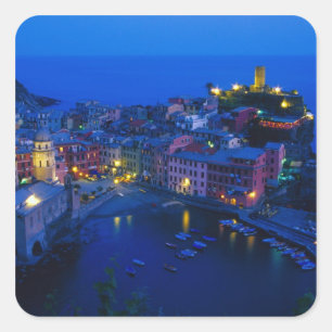 Europe, Italy, Cinque Terre, Vernazza. Hillside Square Sticker
