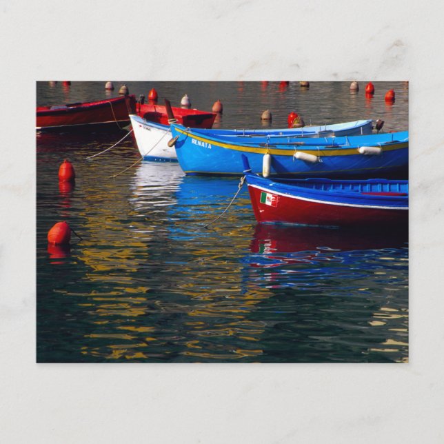 Europe, Italy, Cinque Terry, boats in Vernazza Postcard (Front)