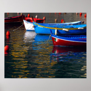 Europe, Italy, Cinque Terry, boats in Vernazza Poster