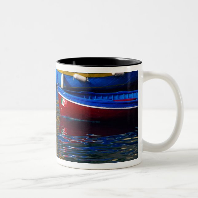 Europe, Italy, Cinque Terry, boats in Vernazza Two-Tone Coffee Mug (Right)