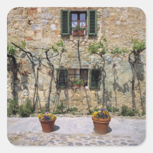 Europe, Italy, Monteriggioni. A stone house is Square Sticker