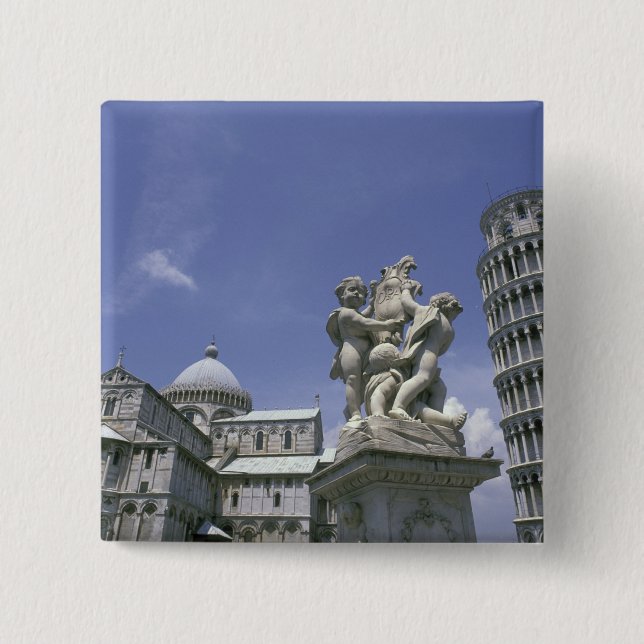Europe, Italy, Pisa, Leaning Tower of Pisa 15 Cm Square Badge (Front)