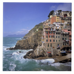 Europe, Italy, Riomaggiore. Riomaggiore is built Tile