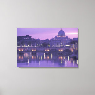 Europe, Italy, Rome. St. Peter's and Ponte Sant Canvas Print
