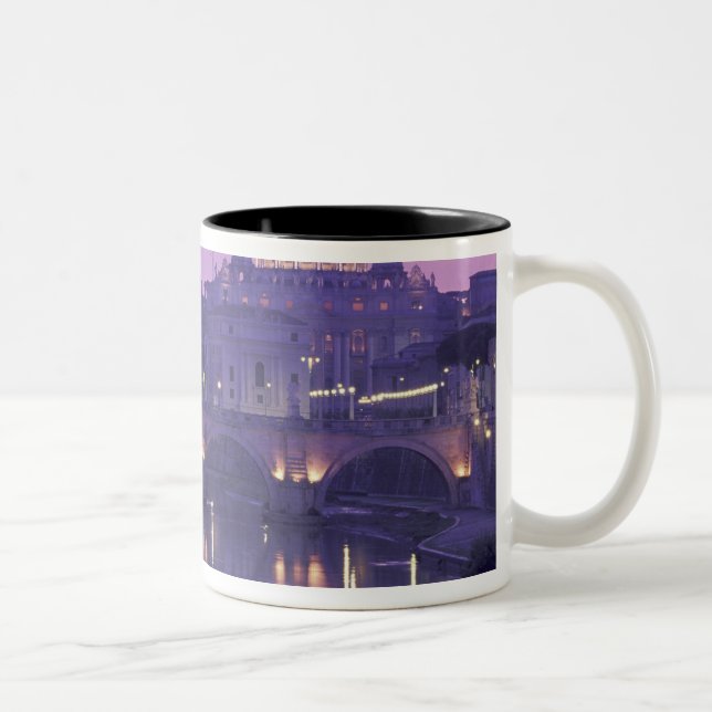 Europe, Italy, Rome. St. Peter's and Ponte Sant Two-Tone Coffee Mug (Right)