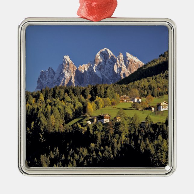 Europe, Italy, San Pietro. The Odle Group seem Metal Tree Decoration (Front)