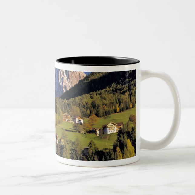 Europe, Italy, San Pietro. The Odle Group seem Two-Tone Coffee Mug (Right)