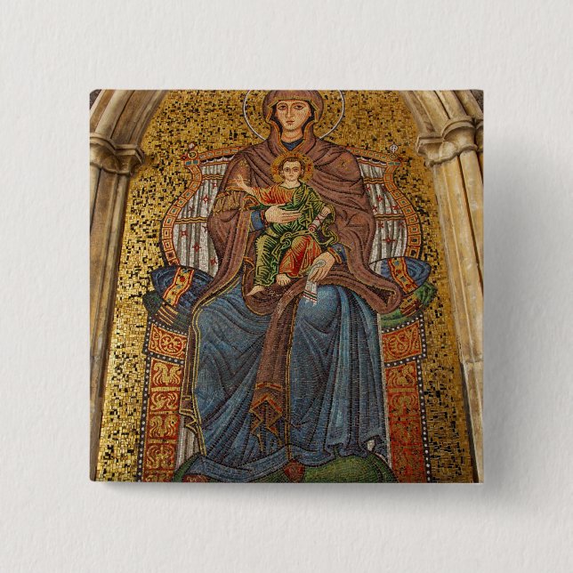 Europe, Italy, Sicily, Taormina. Madonna & child 15 Cm Square Badge (Front)