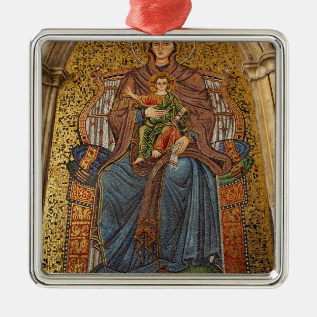 Europe, Italy, Sicily, Taormina. Madonna & child Metal Tree Decoration (Front)