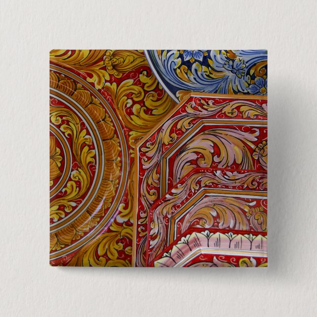 Europe, Italy, Sicily, Taormina. Traditional 2 15 Cm Square Badge (Front)