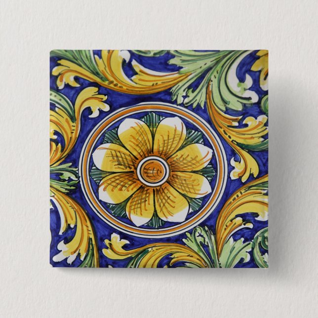 Europe, Italy, Sicily, Taormina. Traditional 4 15 Cm Square Badge (Front)