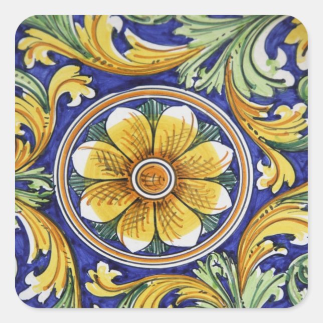 Europe, Italy, Sicily, Taormina. Traditional 4 Square Sticker (Front)