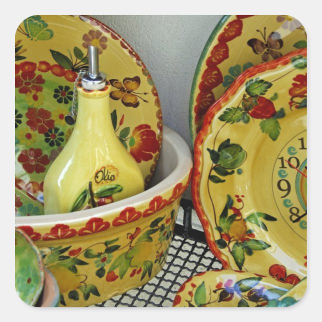 Europe, Italy, Sicily, Taormina. Traditional 8 Square Sticker (Front)