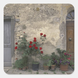 Europe, Italy, Tuscany, Chianti, Tuscan doorway; Square Sticker