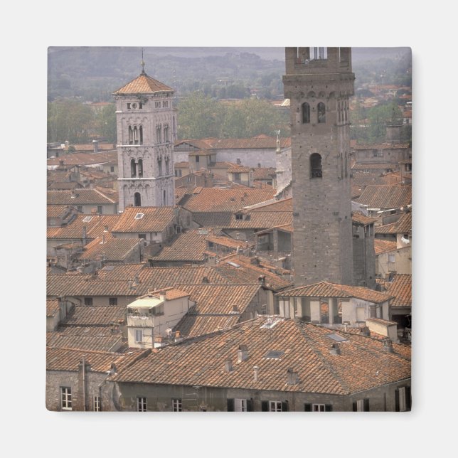 Europe, Italy, Tuscany, Lucca, Town panorama Magnet (Front)