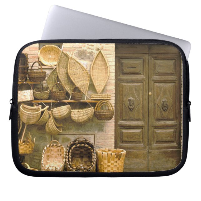 Europe, Italy, Tuscany, Montalcino. Basket Laptop Sleeve (Front)
