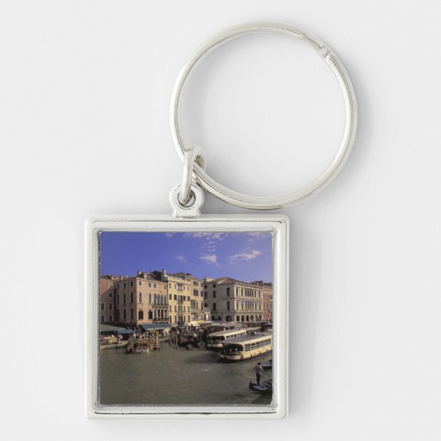 Europe, Italy, Venice, Boat traffic by Rialto Key Ring (Front)