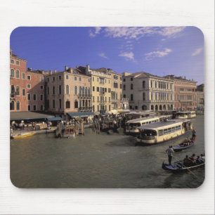 Europe, Italy, Venice, Boat traffic by Rialto Mouse Mat