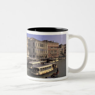 Europe, Italy, Venice, Boat traffic by Rialto Two-Tone Coffee Mug