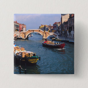 Europe, Italy, Venice. Boats bringing in 15 Cm Square Badge